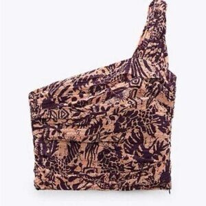 Zara One Shoulder Crop Top Size Large